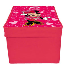 Kuber Industries Disney Minnie Printed Flodable Storage Box/Organizer For Toys, Cloths And Books With Lid & Handle (Pink)-HS43KUBMART26579