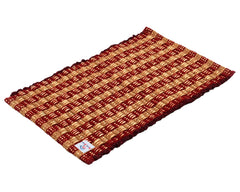 Heart Home Strips Design Multiuses Washable Cotton Door Mat, Bathmat, 23"x14" (Maroon)-50HH01099