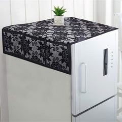 Kuber Industries Floral Design Cotton Fridge Top Cover 37"x21" (Black), CTKTC13849,Standard