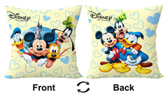Kuber Industries Disney Printed Microfiber Filled Floor Cushion, Decorative Throw Pillow, Home Decor Pillow, Sofa/Bed Cushion,16"x16"(Pink & Cream)-Pack of 2-KUBMART15894, Standard