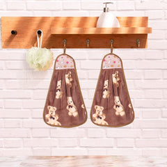 Kuber Industries Soft Cotton Teddy Bear Super Absorbent Hanging Napkin|Hand Towel for Washbasin & Kitchen,Pack of 12,(Assorted)