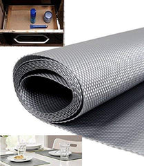 Kuber Industries 3 Pieces Multipurpose Textured Super Strong Anti-Anti Skid Mats and Liners for Drawer, Refrigerator, Cupboard, Shelf, Size 45X500cm (5 Meter Roll, Grey)