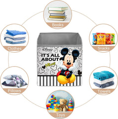 Heart Home Non-Woven Mickey Print Flodable Storage Box/Wardrobe Organizer For Home Decor, Pack of 2 (Grey) 54HH4239.