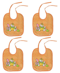 Heart Home Baby Cotton Apron Bibs-Pack of 4 (Orange)-HS43HEARTH25523