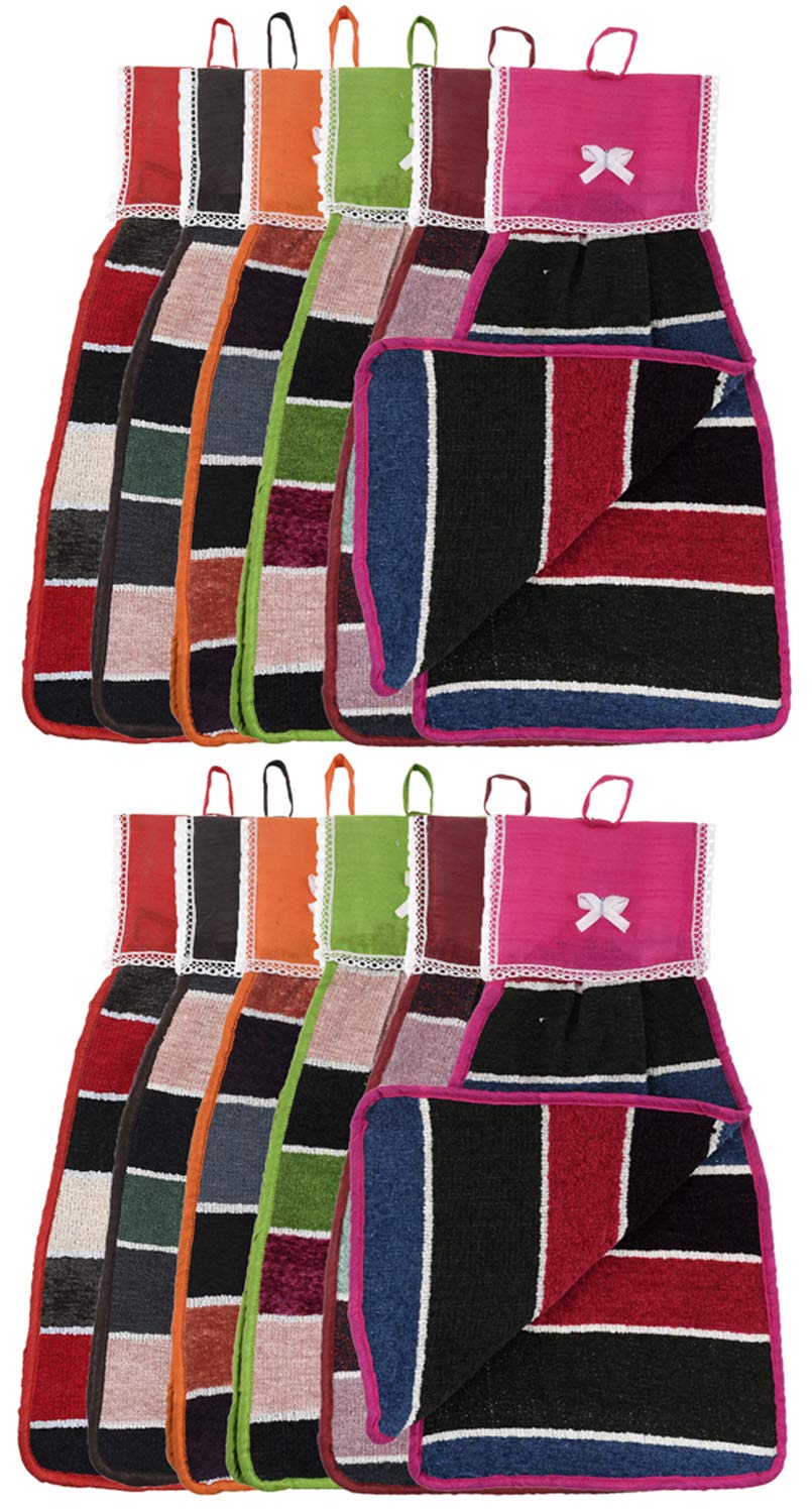 Kuber Industries Hanging Cotton 12 Pieces Cotton Washbasin Napkin/Hand Towel for Kitchen and Bathroom (Multi) - CTKTC045604