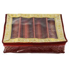 Kuber Industries Polka Dots Design Brocade Hardboard 2 Pieces Four Rod Bangle Box (Maroon) -CTKTC38824