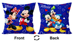 Kuber Industries Disney Printed Microfiber Filled Floor Cushion, Decorative Throw Pillow, Home Decor Pillow, Sofa/Bed Cushion,16"x16"(Blue & Cream)-Pack of 4-KUBMART15910, Standard
