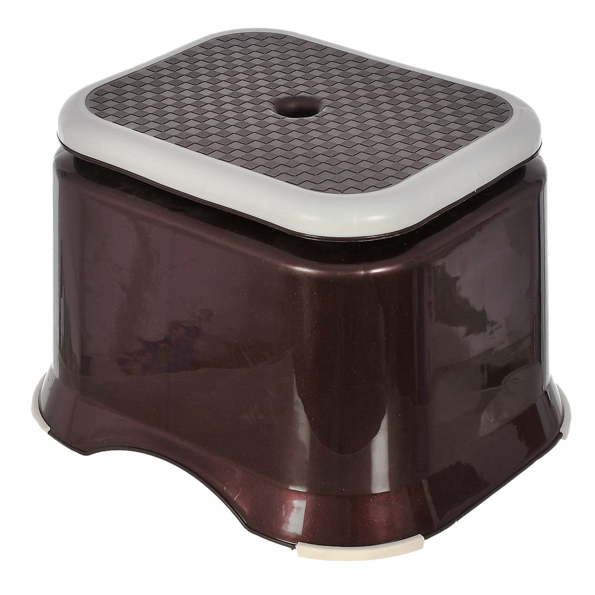 Heart Home Ultra 10 Anti-Slip Plastic Stool for Bathroom, Kitchen, Bedroom, Toy Room and Living Room (Brown)-46HH0142, Standard
