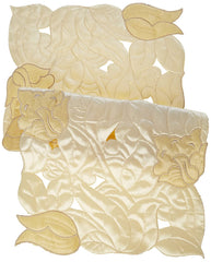 Kuber Industries Fabric Cream Table Runner in Soft Cloth Embroidery (16 * 33 inches) Beige