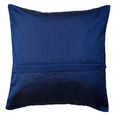 Heart Home Cushion Cover | Sofa Cushion Covers | Embossed Square Cushion Covers | Jute Cushion Covers | Flower Print Couch Cushion Covers | Set of 5 | 16 Inch | Blue