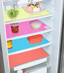 Kuber Industries 4 Pieces PVC Refrigerator/Fridge Multipurpose Drawer Mat Set(Blue, Pink,Red & Yellow)-CTKTC032281