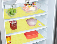 Kuber Industries Circle Design 6 Pieces PVC Refrigerator/Fridge Multipurpose Drawer Mat Set(Yellow)-CTKTC032364
