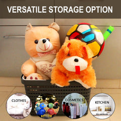 Kuber Industries Basket | Plastic Storage Basket for Fruits | Storage Basket for Picnic | Storage Basket for Kitchen | Stationery Storage Basket | FLORA-222 | Gray