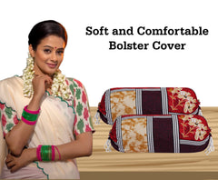 Kuber Industries Bolster Cover|Soft Cotton Bolster Cover Set|Diwan Round Bolster Pillow Covers|Luxurious Floral Print Roll Masand Cover|16x32 Inch|Pack of 2 (Multi)