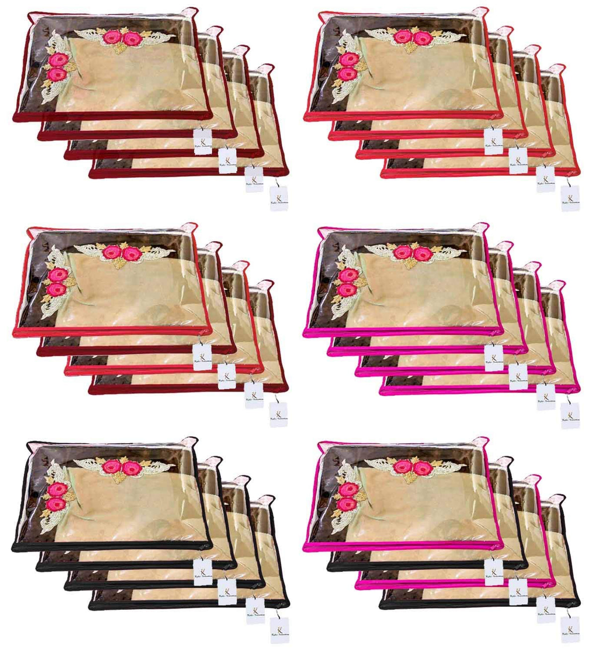 Kuber Industries Clothes Organizer For Wardrobe (Pack of 24) - Single Storage Organizer For Saree | Salwar Suit | Lehenga - Dress Organizer For Wardrobe - Single Saree Covers With Zip (Multicolor)