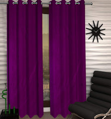 Kuber Industries 2 Pieces Polyester Eyelet Door Curtain 7 Feet (Pink)-CTKTC014236