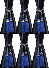 Heart Home Polyester 6 Pieces Curtain Tie Back Tassel Set (Royal Blue) CTHH5266, Standard (CTHH05266)