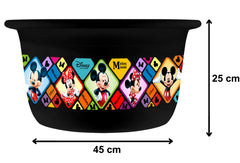 Heart Home Disney Mickey Minnie Print Unbreakable Plastic Multipurpose Bath Tub/Washing Tub 25 Ltr (Black) -HS_35_HEARTH17893