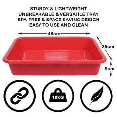 Kuber Industries Storage Tray|Versatile Plastic Storage Organizer|Rectangular Tray for Kitchen Storage|Storage Tray for office|Exel Tray 555|Pack of 3 (Multicolor)