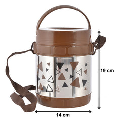 Heart Home Designer Insulated Stainless Steel Lunch Box with 3 Container (Brown)-HS42HEARTH25113