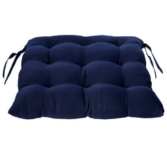 Heart Home Microfiber Square Chair Pad/Cushion for Office, Home or Car Sitting with Ties, 18 * 18 Inch (Navy Blue), Standard (HS_37_HEARTH020849)