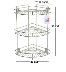Fun Homes Stainless Steel Multipurpose Storage Kitchen Corner Rack/Stand/Shelf (Silver)