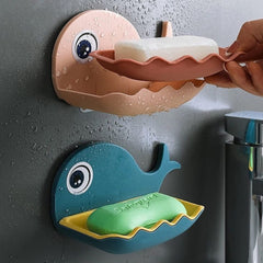 Kuber Industries Soap Stand for Bathroom Kitchen Sink Magic Stickers Wall Mounted (Set of 2 Pcs) Soap Dish Holder, Fish Design Random Color(Plastic) (Pack of 1)