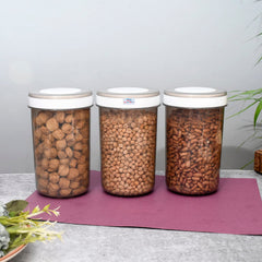 Heart Home Containers Set for Kitchen|BPA-Free Plastic 1500 ML Storage Containers Set with Spoon for Kitchen Set of 3 (Gray)