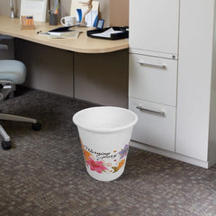 Kuber Industries Open Dustbin|Plastic Portable Garbage Basket|Floral Round Trash Can for Kitchen|Office|College|5 Litre (White)