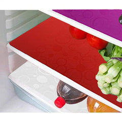 Kuber Industries Circle Design 6 Piece PVC Refrigerator Drawer Mat Set - White, Red & Pink-CTKTC028813