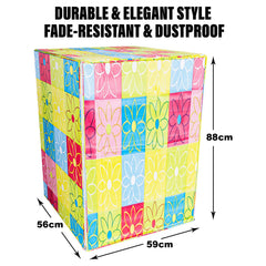 Heart Home Washing Machine Cover | Yellow & Check Print Washing Machine Cover | PVC | Front Load Washing Machine Cover | Multi