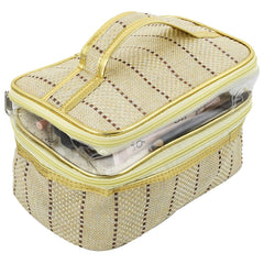 Kuber Industries 17 cms Exclusive Jute Design Make Up Kit Cum Cosmetic Kit, Jewellery Kit, Pouches for travel accessories (Cream) - CTLTC038975