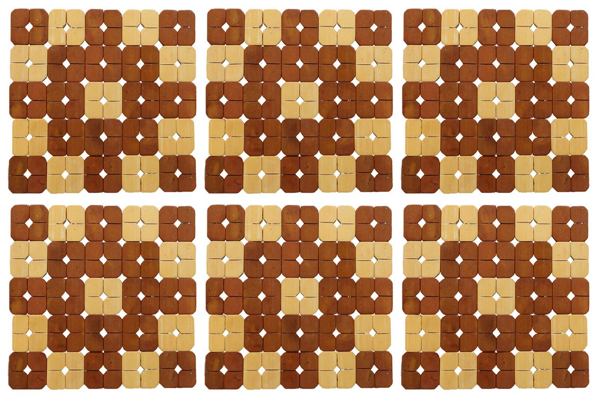 Kuber Industries 6 Pieces Bamboo Tea Coaster Set (Wooden)-CTKTC14530