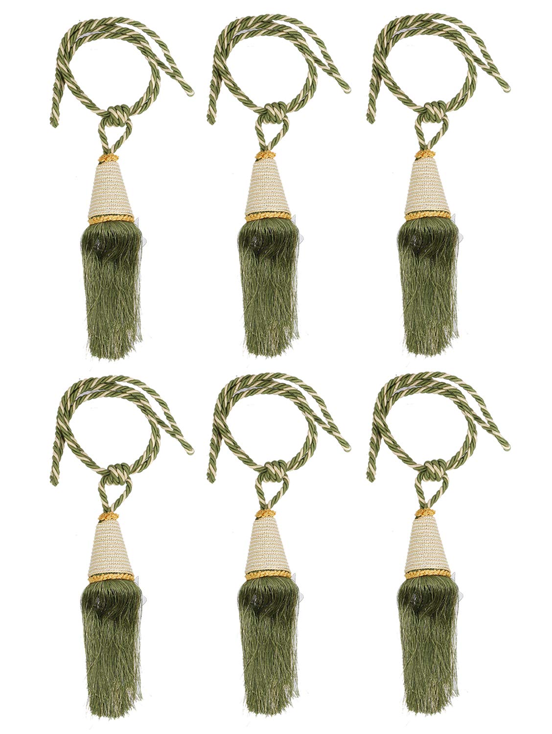 Kuber Industries Beads Beautiful Design Polyester 6 Pieces Curtain Tie Back Tassel Set (Green) CTKTC33569