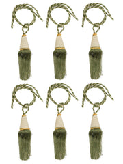 Kuber Industries Beads Beautiful Design Polyester 6 Pieces Curtain Tie Back Tassel Set (Green) CTKTC33569