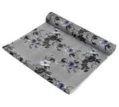 Heart Home Flower Printed PVC Anti Slip Skid Shelf Mat, 5 Mtr- Pack of 2 (Grey)