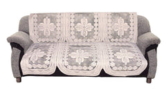 Kuber Industries Floral Design Croshia Cotton 6 Pieces 5 Seater Sofa Cover Set (Cream, Standard) - CTKTC040606