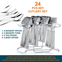 Heart Home Stainless Steel Cutlery Set for Kitchen & Dining Table with 24 Spoon (Silver) 54HH3943.