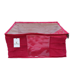 Kuber Industries 3 layered Quilted Silk 4 Pieces Saree Cover (Pink) -CTKTC24685