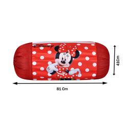 Heart Home Disney Minnie Bolster Cover|Polyester Bolster Cover Set|Diwan Round Bolster Pillow Covers|Luxurious Roll Masand Cover|Pack of 4 (Red)