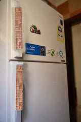 Kuber Industries Checkered Design PVC 2 Pieces Fridge/Refrigerator Handle Cover (Brown) - CTKTC039697