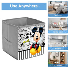 Heart Home Non-Woven Mickey Print Flodable Storage Box/Wardrobe Organizer For Home Decor (Grey) 54HH4238.