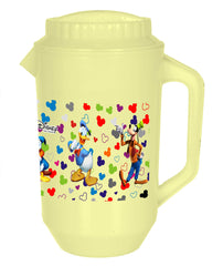 Heart Home Mickey & Friends Print Unbreakable Plastic Water Jug with Lid for Home, Kitchen, Office 2 Liter Pack of 2 (Cream & White)