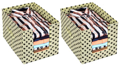 Heart Home Dot Printed Non-Woven Foldable Shirt Stacker Closet Organizer With Handles- Pack of 2 (Cream & Black)-HS43HEARTH26558