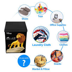 Heart Home Loin King Print Non-Woven Laundry Basket, Clothes Hamper For Laundry Closet, Bedroom, Bathroom With Lid & Handles (Black) 54HH4077.