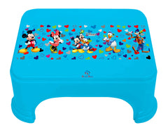 Heart Home Disney Team Mickey Print Square Plastic Bathroom Stool, Adults Simple Style Stool Anti-Slip with Strong Bearing Stool for Home, Office, Kindergarten (Set of 2, Blue) -HS_35_HEARTHS17268