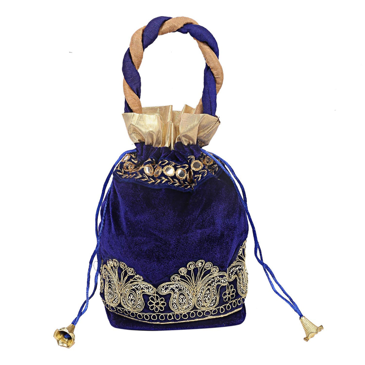 Kuber Industries Velvet 1 Pieces Women Potli Bag (Blue) -CTKTC5913,Standard
