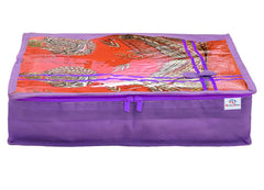 Heart Home Non-Woven Single Saree Cover With Tranasparent Top- Pack of 3 (Purple)-44HH0335