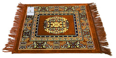 Heart Home 4 Pieces Velvet Prayer Mat/Aasan/Pooja Mat/Meditation Mat/Multipurpose Velvet Rug Mat 2 Ft X 2 Ft (Gold) CTHH05716
