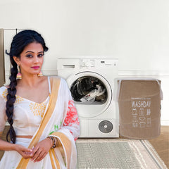 Heart Home Laundry Basket | Round Foldable Laundry Basket | Jute Storage Bag with Button Handles | Clothes Basket for Home | Toy Storage Basket | 45 LTR | Pack of 2 | Beige